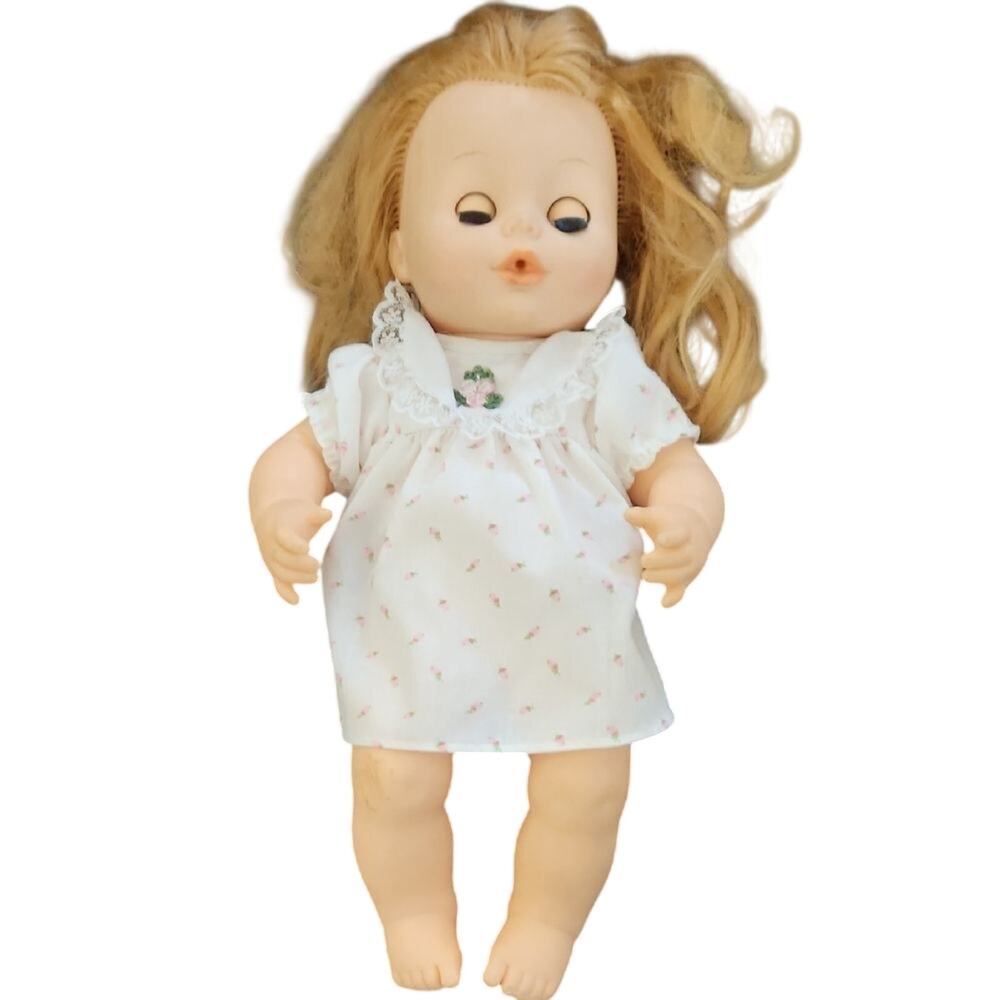 Adorable Vintage Horsman Blonde Doll with White Dress